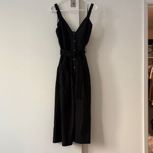 Reiss Black Button-Down Midi Dress